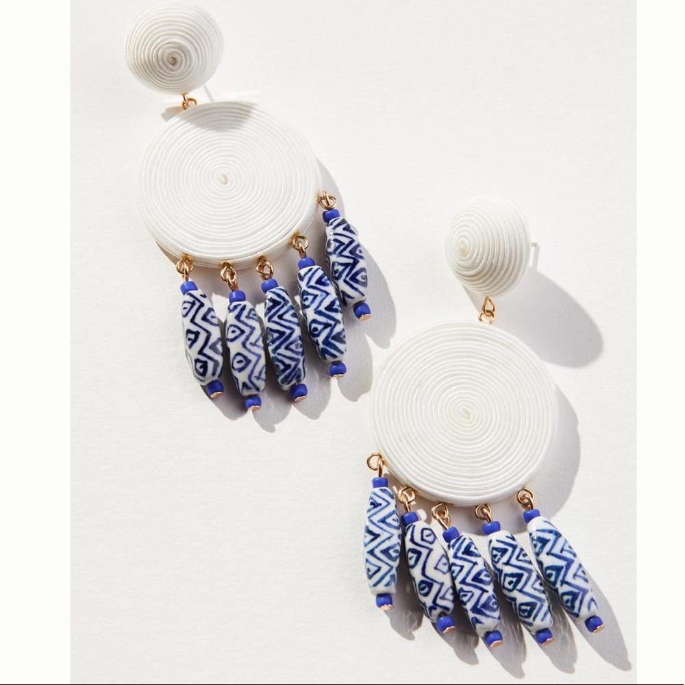 {Anthropologie} Lake Life Preppy Circle Drop Earrings NWT